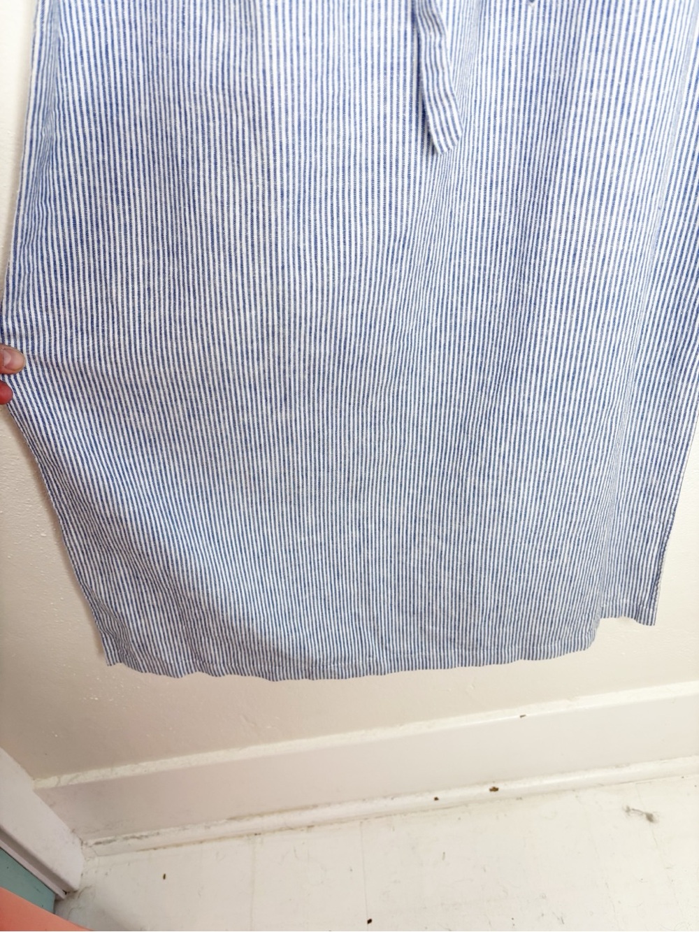 Talbots Blue White Stripe Linen Blend Sleeveless Midi Dress Size 4 EUC - Picture 8 of 11